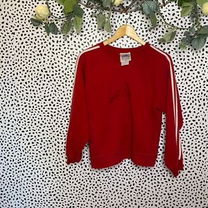 Vintage Adidas red stripe crew neck sweatshirt